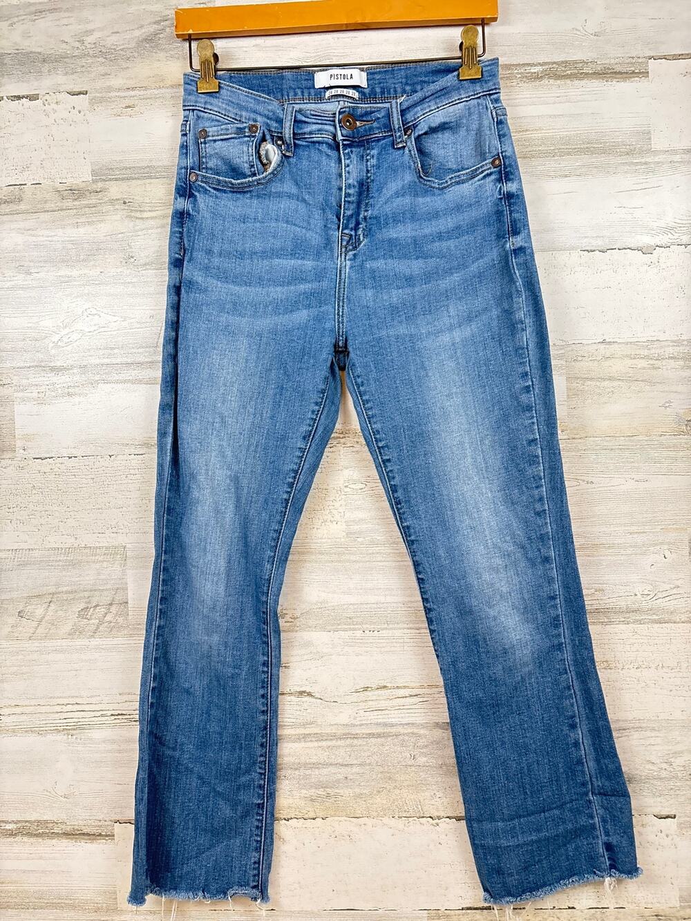 Pistola Womens 28 Blue JFK High Rise Jeans Fray Hem Casual Chic